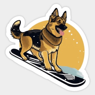 Ride with a Purpose: Snowboarding German Shepherd Design that Plants Trees Sticker